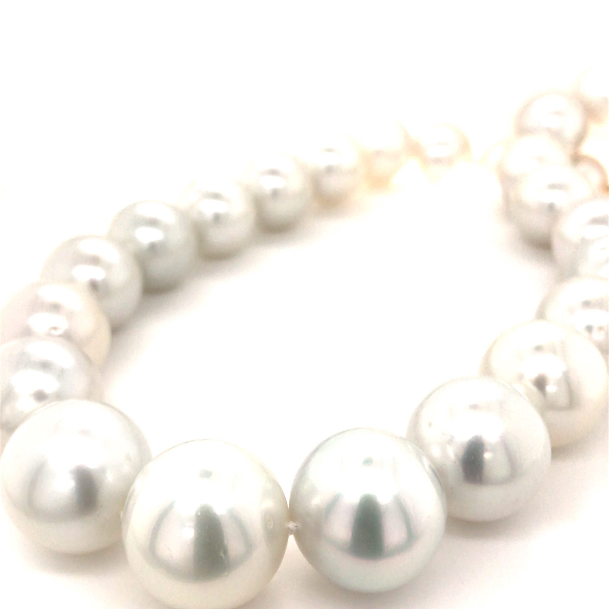Strand of 25 Graduated 15mm-18mm Near Round White South Sea Pearls ...