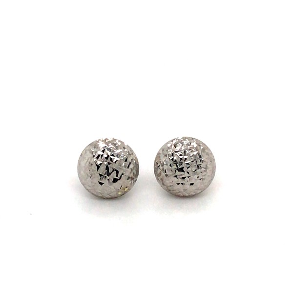 9ct White Gold Diamond Cut Button Stud Earrings, 9mm – Catanach's Jewellers
