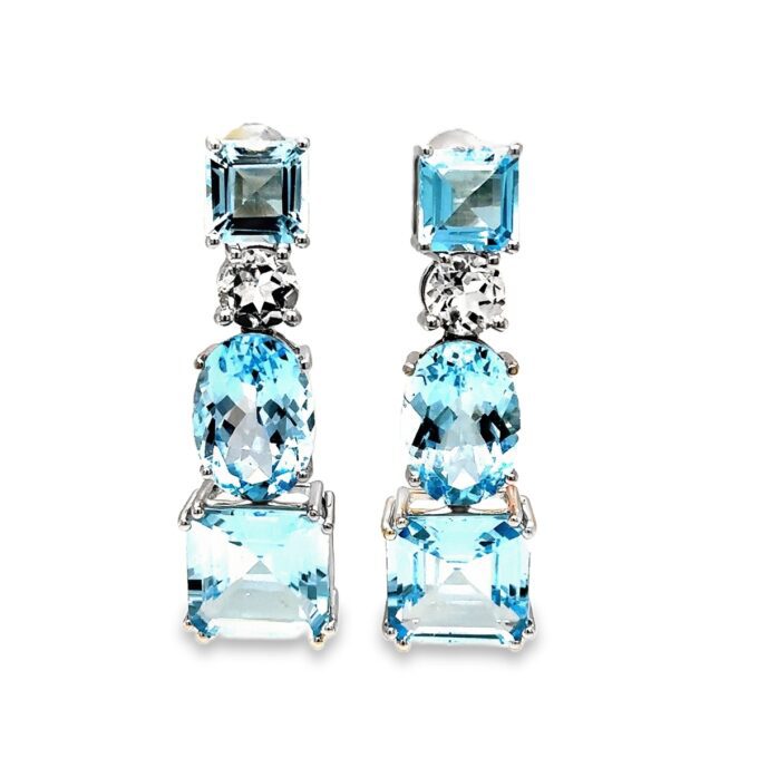 Blue and White Topaz Pendant Earrings
