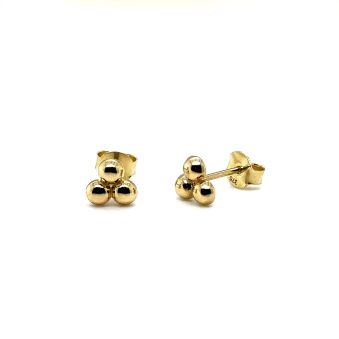 9ct yellow gold trilogy dot stud earrings 6.2mm