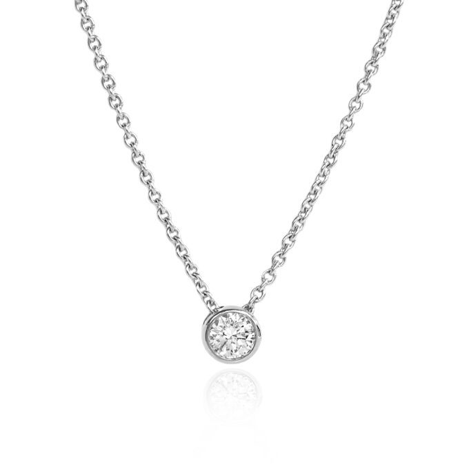 18ct white gold bezel set diamond pendant 0.22ct Gsi