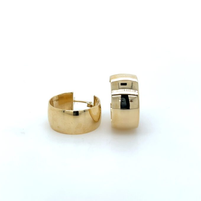 9Ct Yellow Gold 8Mm Plain Flat Hoop Earrings