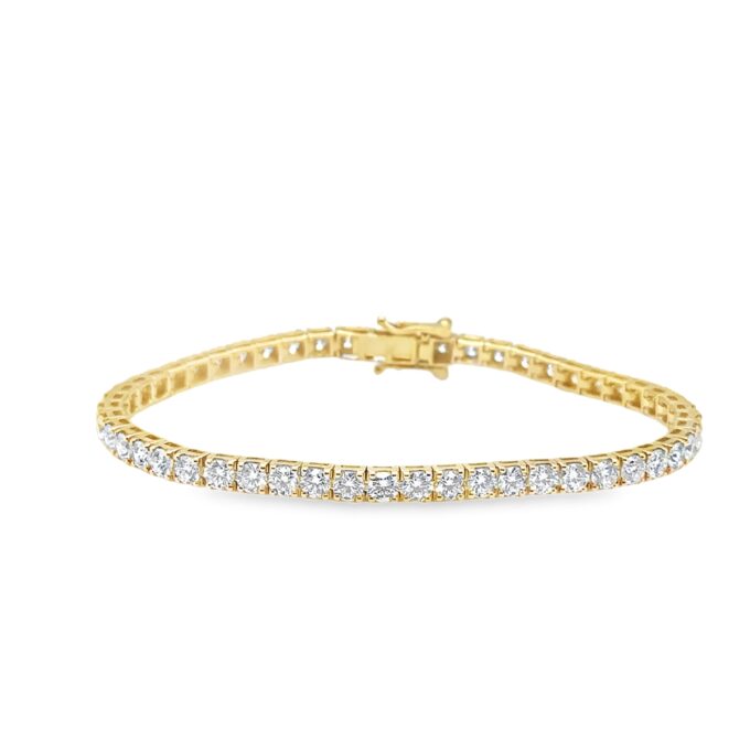 18ct Yellow Gold 4 claw set tennis bracelet 52=7.13ct GH/Si