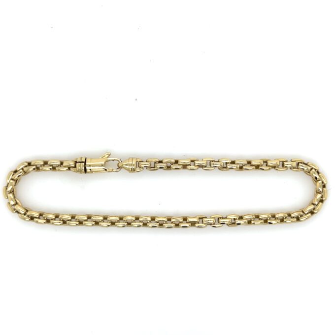 9Ct Yellow Gold Soft Square Link Bracelet 3.8mm