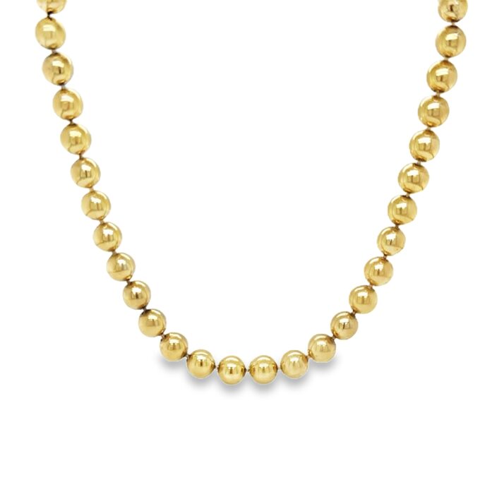 9ct Yellow Gold 6mm Hollow Bead Necklet 45cm