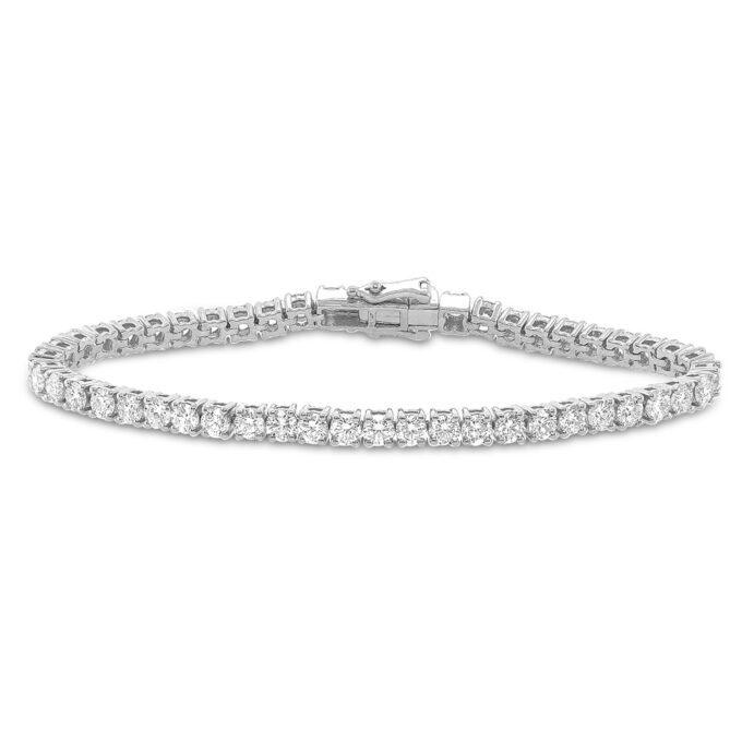 18Ct White Gold Claw Set Tennis Bracelet 58=5.07Ct Gh/ Si
