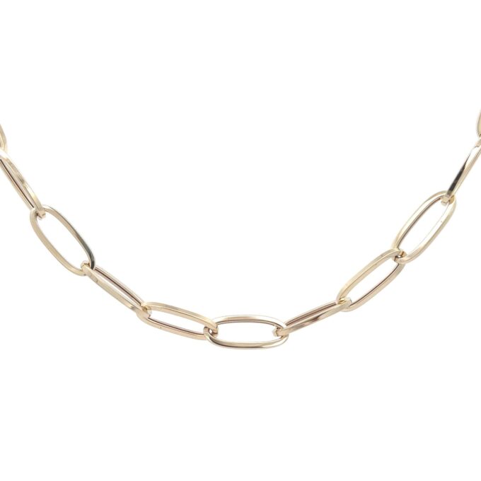 9ct Yellow Gold Long Oval Link Necklace, 7.9mm x 20mm links