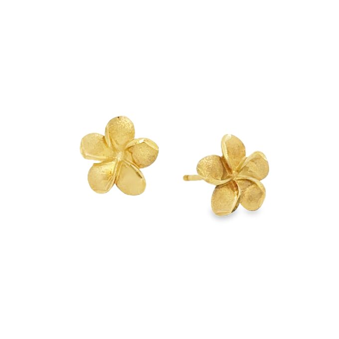 Gold Satin Finish Frangipani Earrings