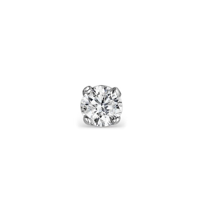 18Ct White Gold Single Diamond Stud Earring In Four Claw Setting. 0.15Ct G Si1