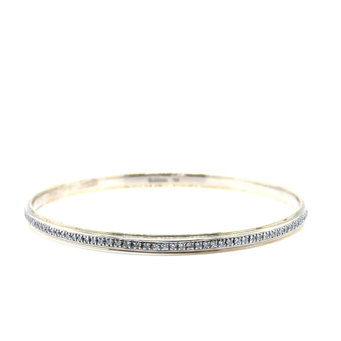 9Ct Yellow And White Gold Diamond Grain Set Bangle With 1.72Ct Total Hsi 62Mm Internal Diameter
