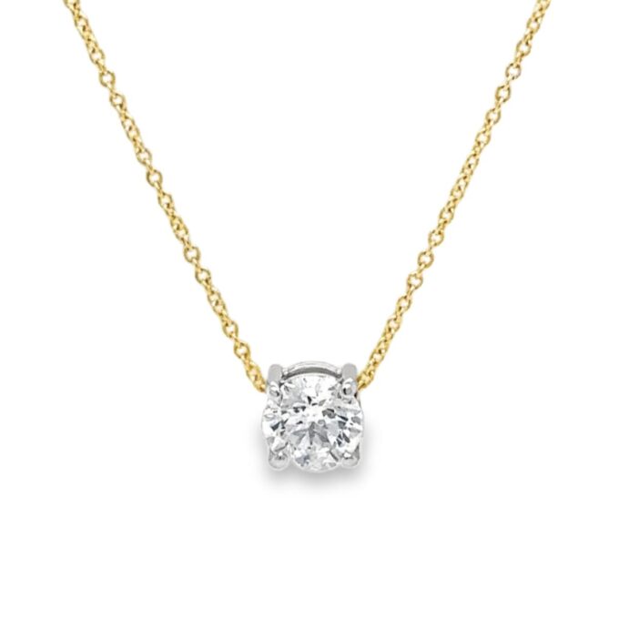 18Ct Yellow Gold Diamond Solitaire Slider Pendant In 4 Claw Setitng. D 0.50Ct G Si