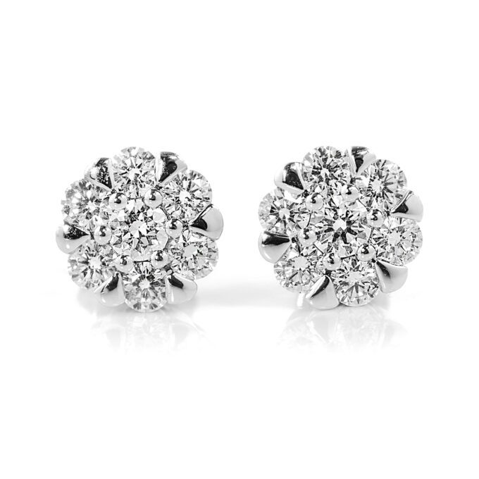 18ct White Gold 'Catanach's' Diamond Cluster Stud Earrings Total Weight = 2.18ct GSI1